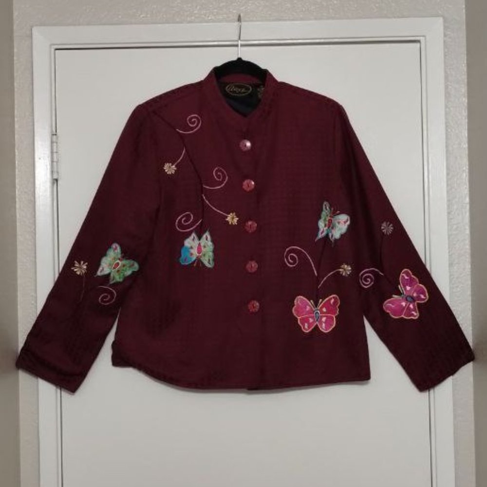Alex Kim Butterfly Floral Jacket Size M